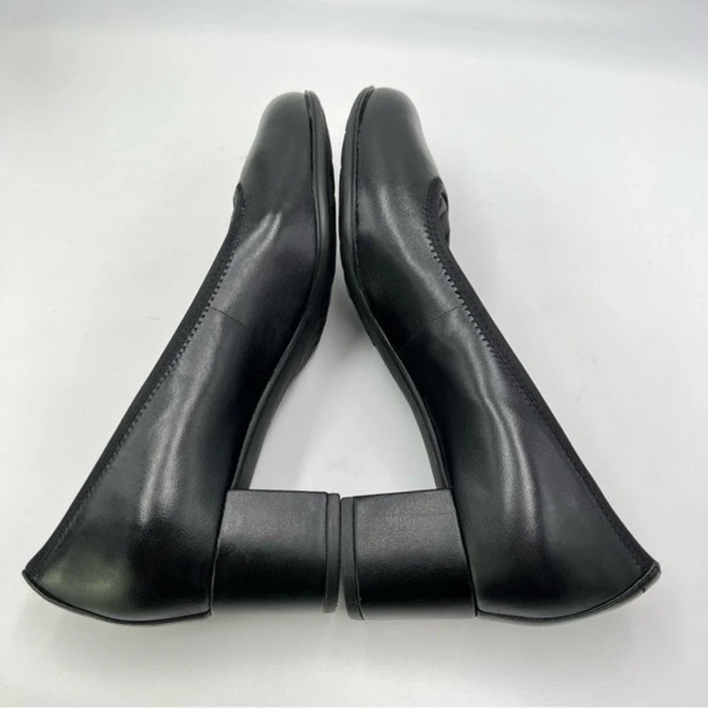 6 2E  EXTRA WIDE Aravon Women's Classic Career Dress‎ Black Leather Pumps Heels